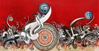 Bin Qalander, 24 x 48 Inch, Oil on Canvas ,Calligraphy Painting, AC-BIQ-007